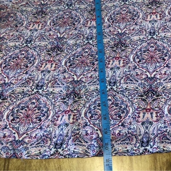 J Jill Love Linen Short Sleeve T Shirt Pink Purple Bohemian Pattern Size 1X Crop - Picture 5 of 7